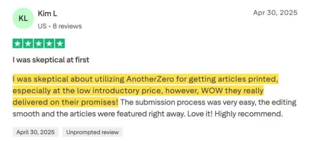 Kim L's Trustpilot review