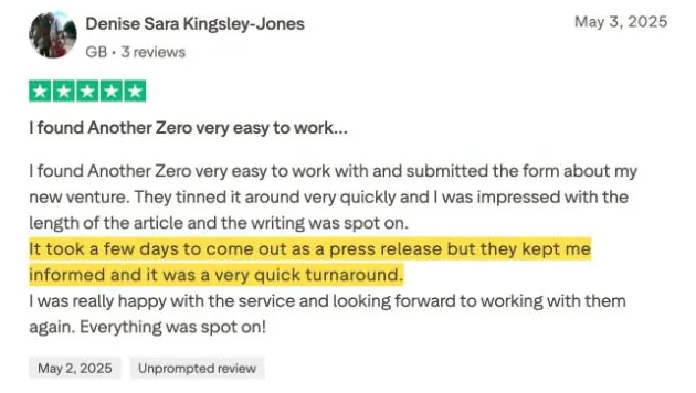 Denise Sara Kingsley-Jones's Trustpilot review