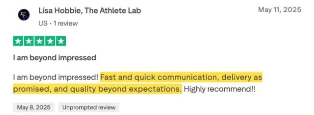 Lisa Hobbie, The Athlete Lab's Trustpilot review