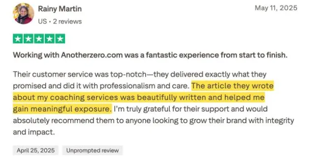 Rainy Martin's Trustpilot review