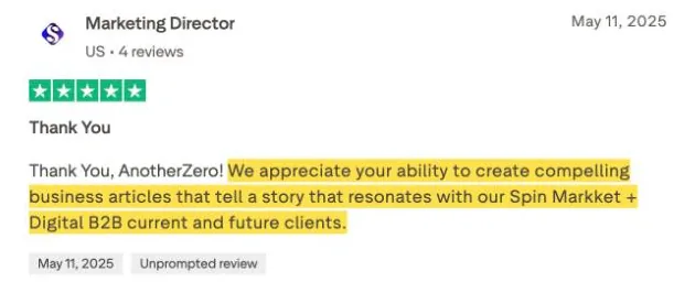 Marketing Director's Trustpilot review