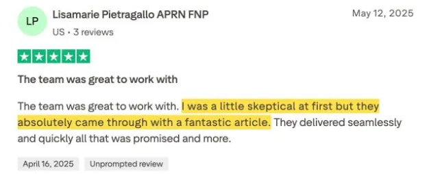 Lisamarie Pietragallo APRN FNP's Trustpilot review