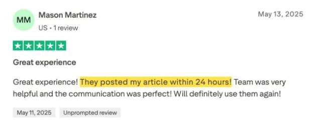 Mason Martinez's Trustpilot review