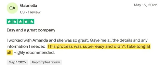 Gabriella's Trustpilot review