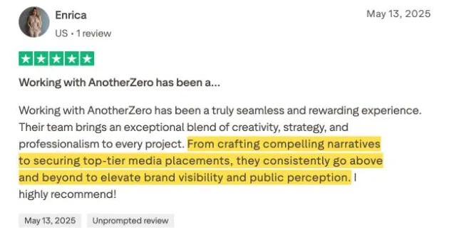 Enrica's Trustpilot review