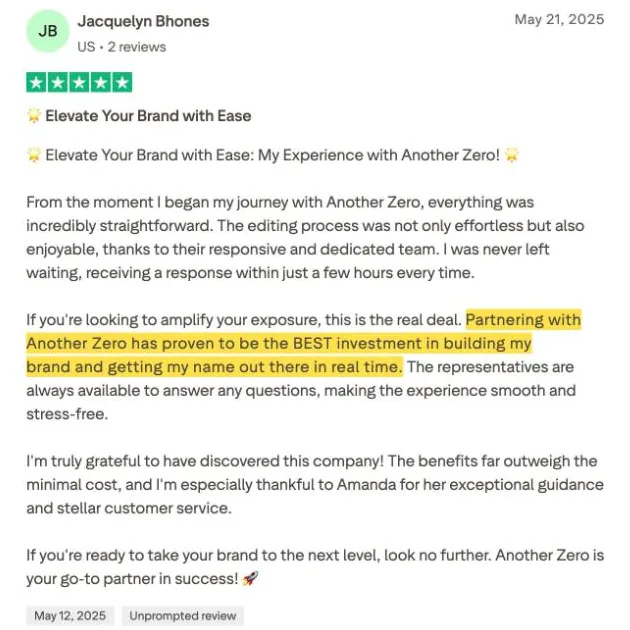Jacquelyn Bhones's Trustpilot review