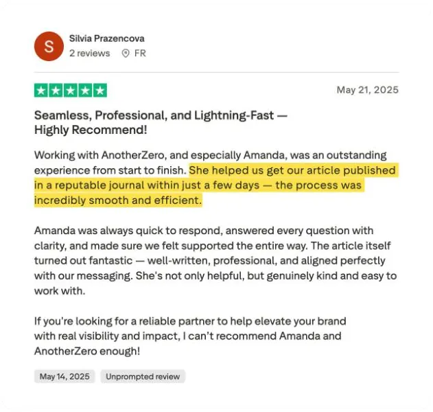 Silvia Prazencova's Trustpilot review