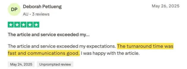 Deborah Petlueng's Trustpilot review