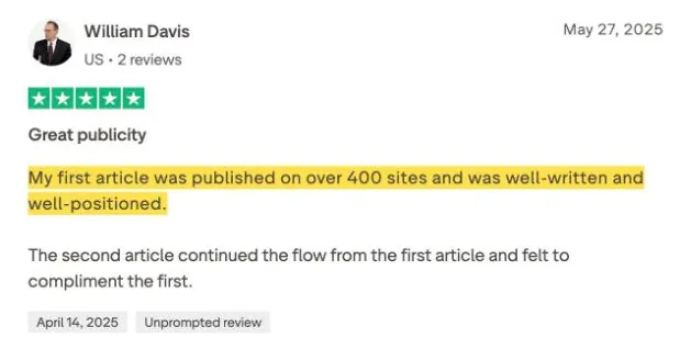 William Davis's Trustpilot review