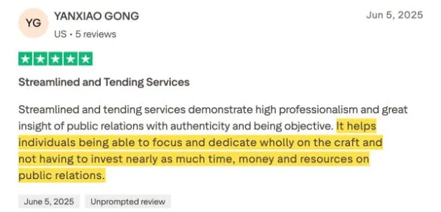 YANXIAO GONG's Trustpilot review