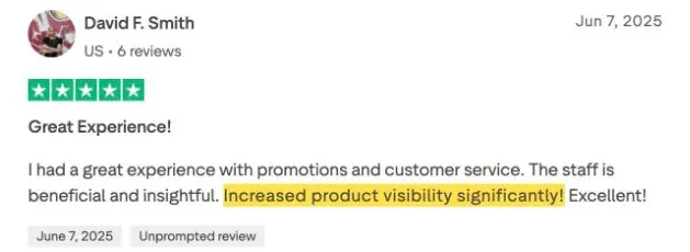 David F. Smith's Trustpilot review