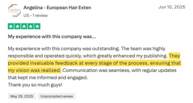 Angelina - European Hair Exten's Trustpilot review