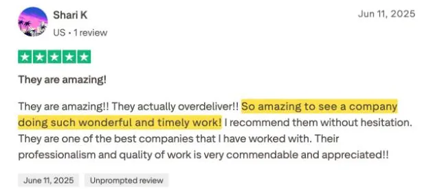Shari K's Trustpilot review