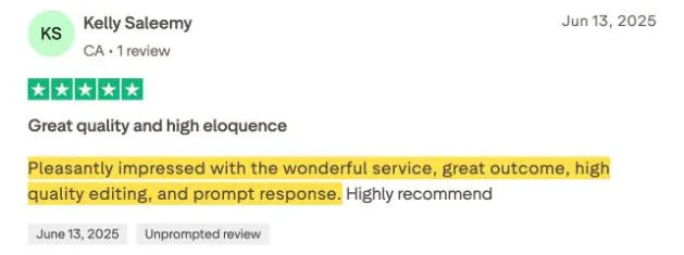 Kelly Saleemy's Trustpilot review