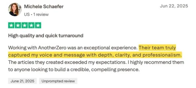 Michele Schaefer's Trustpilot review