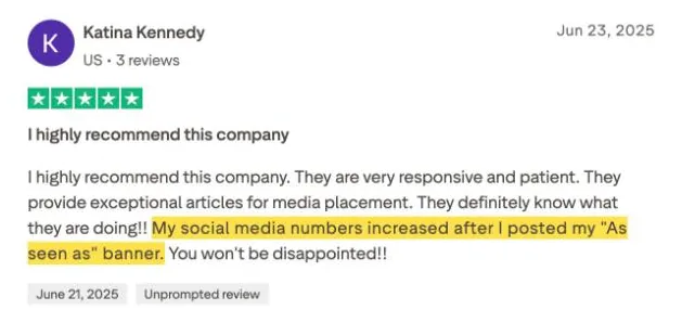 Katina Kennedy's Trustpilot review
