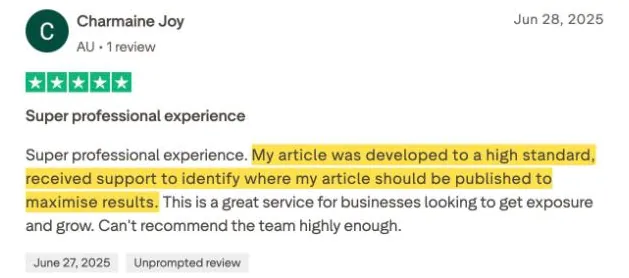 Charmaine Joy's Trustpilot review