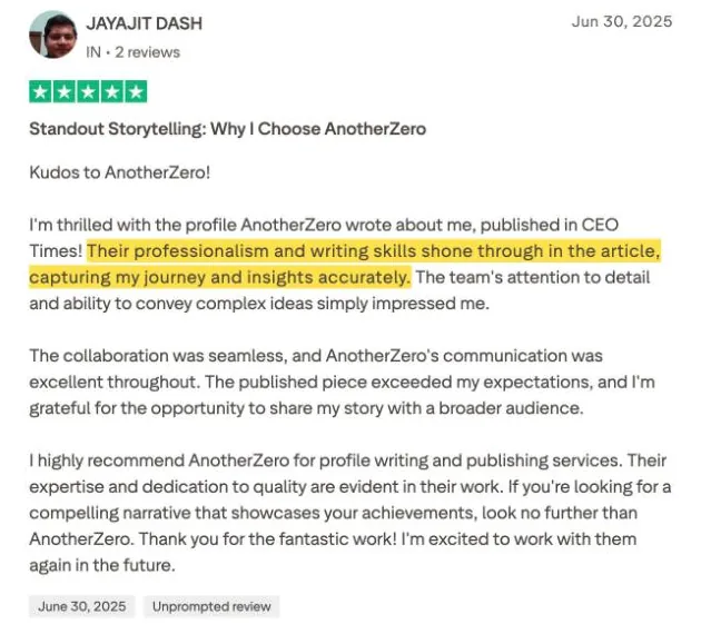 JAYAJIT DASH's Trustpilot review