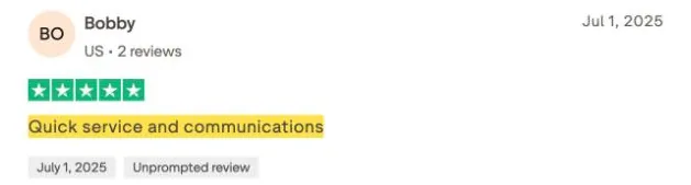 Bobby's Trustpilot review