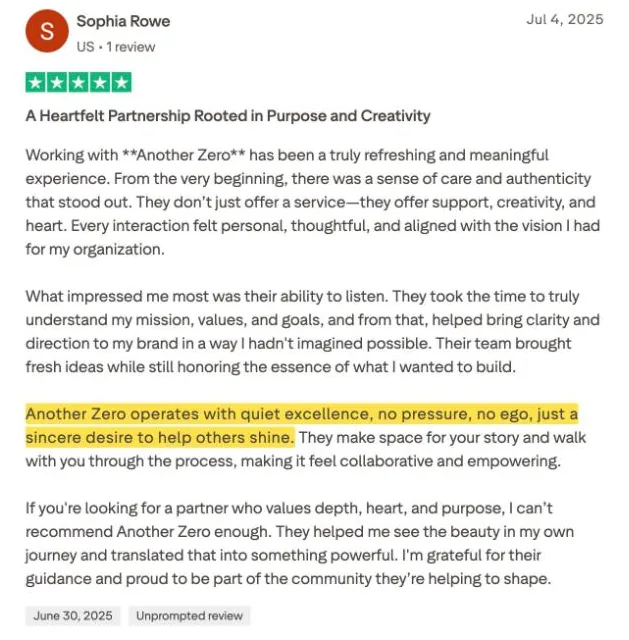 Sophia Rowe's Trustpilot review