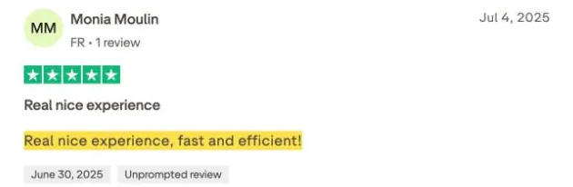 Monia Moulin's Trustpilot review