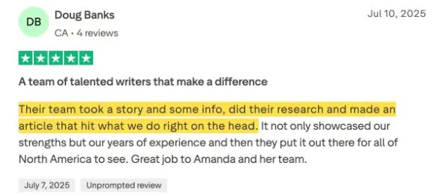 Doug Banks's Trustpilot review