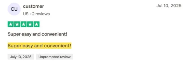 customer's Trustpilot review