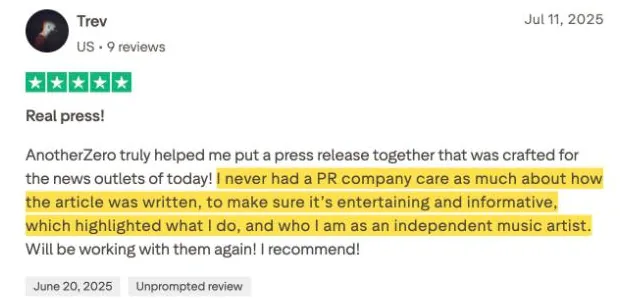 Trev's Trustpilot review