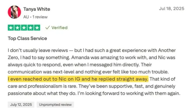 Tanya White's Trustpilot review