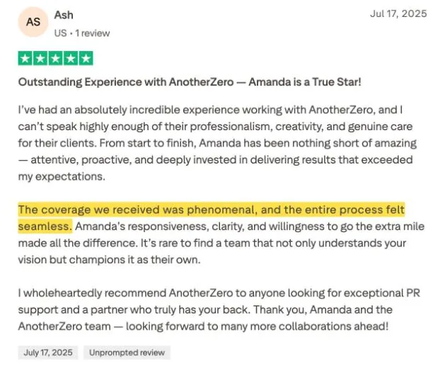 Ash's Trustpilot review