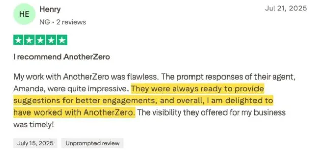 Henry's Trustpilot review