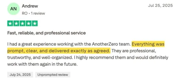 Andrew's Trustpilot review