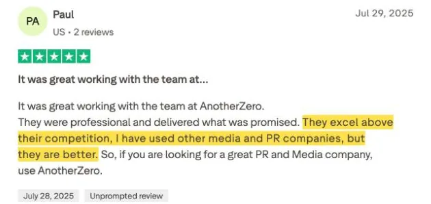 Paul's Trustpilot review