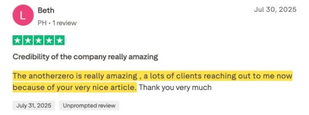 Beth's Trustpilot review