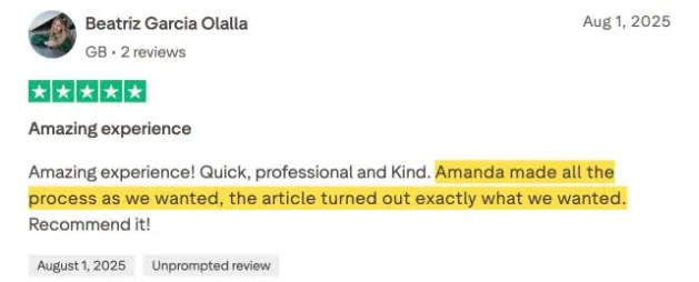 Beatriz Garcia Olalla's Trustpilot review