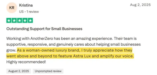 Kristina's Trustpilot review