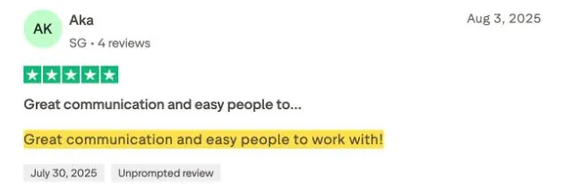 Aka's Trustpilot review