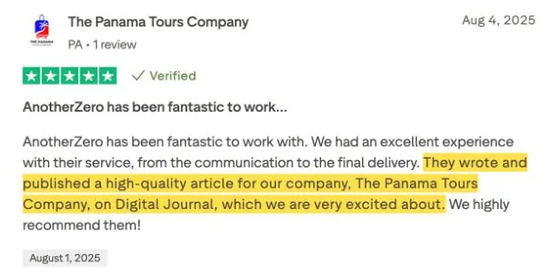The Panama Tours Company's Trustpilot review
