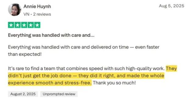 Annie Huynh's Trustpilot review