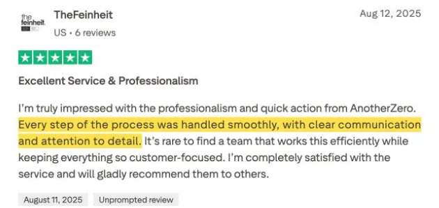 TheFeinheit's Trustpilot review