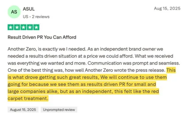 ASUL's Trustpilot review