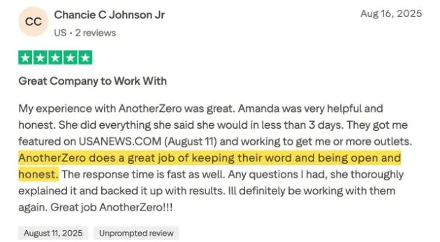 Chancie C Johnson Jr's Trustpilot review