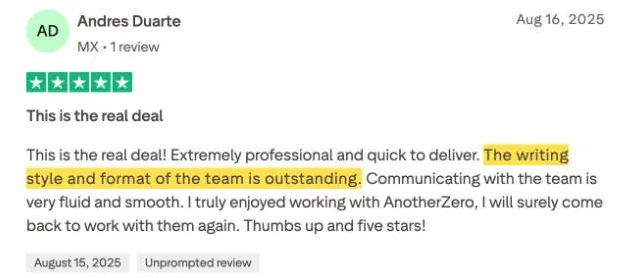Andres Duarte's Trustpilot review