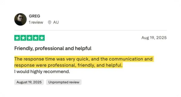 GREG's Trustpilot review