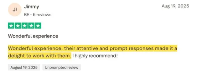 Jimmy's Trustpilot review