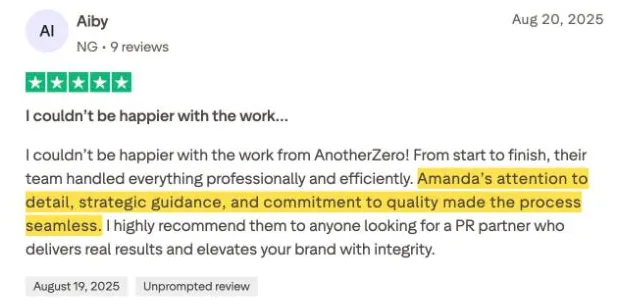 Aiby's Trustpilot review