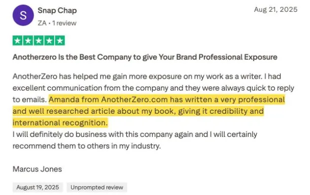 Snap Chap's Trustpilot review