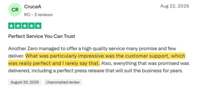 CruceA's Trustpilot review