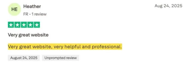 Heather's Trustpilot review