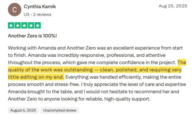 Cynthia Karnik's Trustpilot review